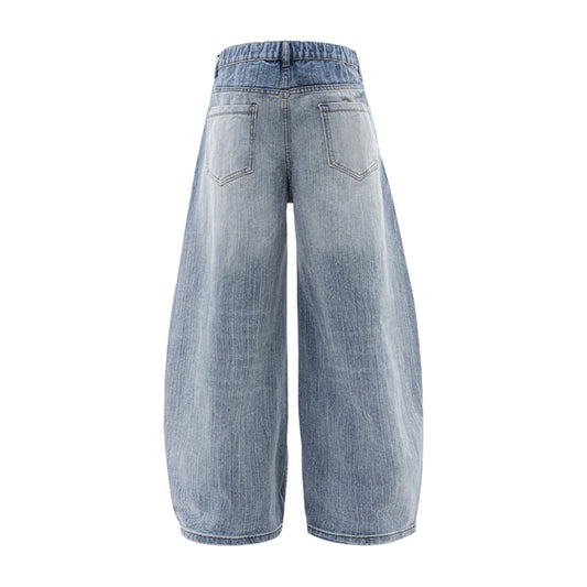 Harajuku Style Washed Wide Leg Tapered Jeans