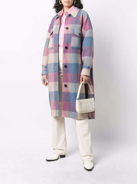 Harajuku Color Stitching Plaid Mid-Length Coat