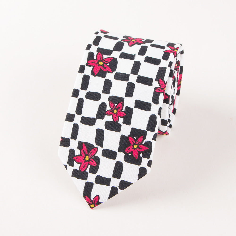 Men's Cotton Floral Print Wedding Tie