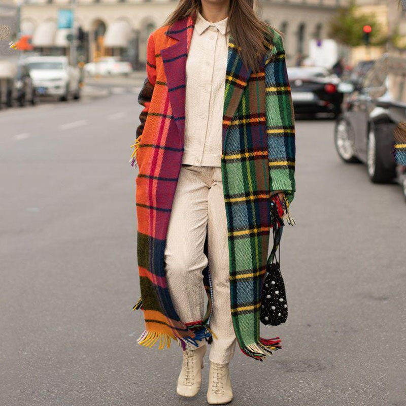 Playful Printed Hooded Woolen Coat for Women