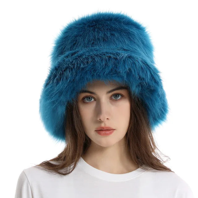 Elegant Faux Fur Fisherman Hat for Women