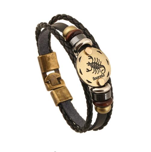 Zodiac Signs Bracelet with Bronze Alloy Buckles