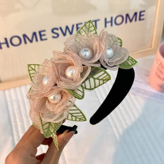 Fashionable Fabric Flower Pearl Headband