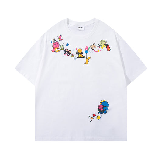 Retro Cute Cartoon Print Short Sleeve T-Shirt