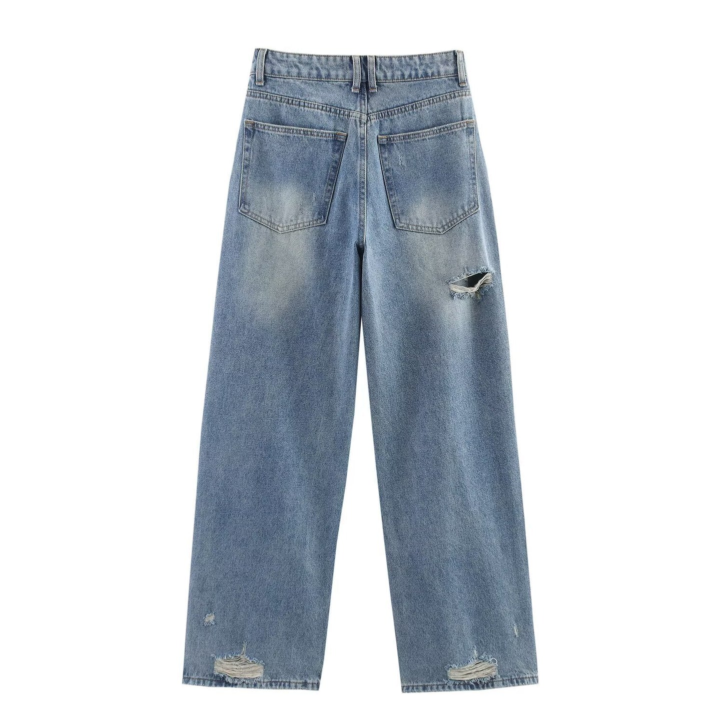 Harajuku-Inspired Ripped Loose Mid Rise Jeans for Women