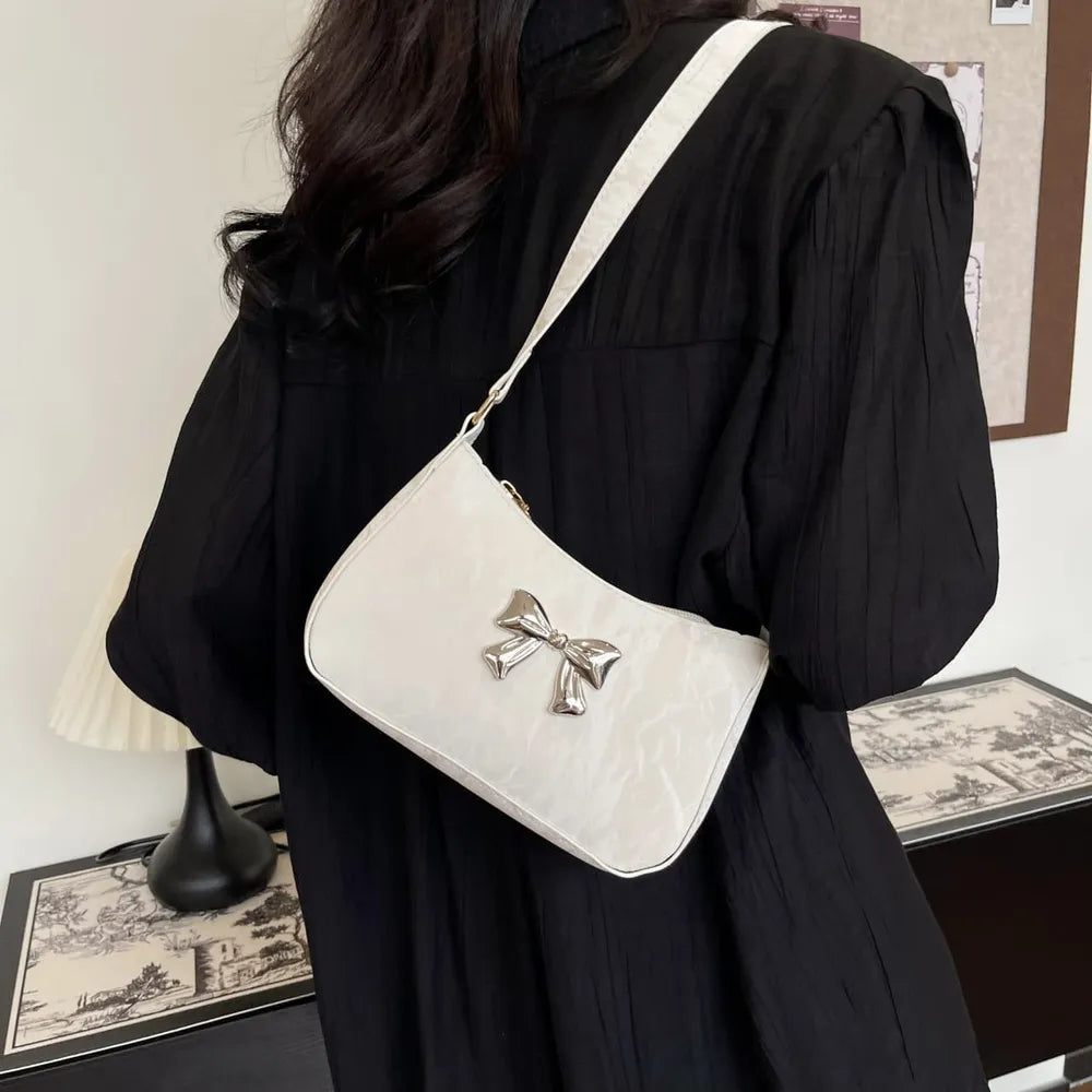 Playful Bow PU Leather Shoulder Bag