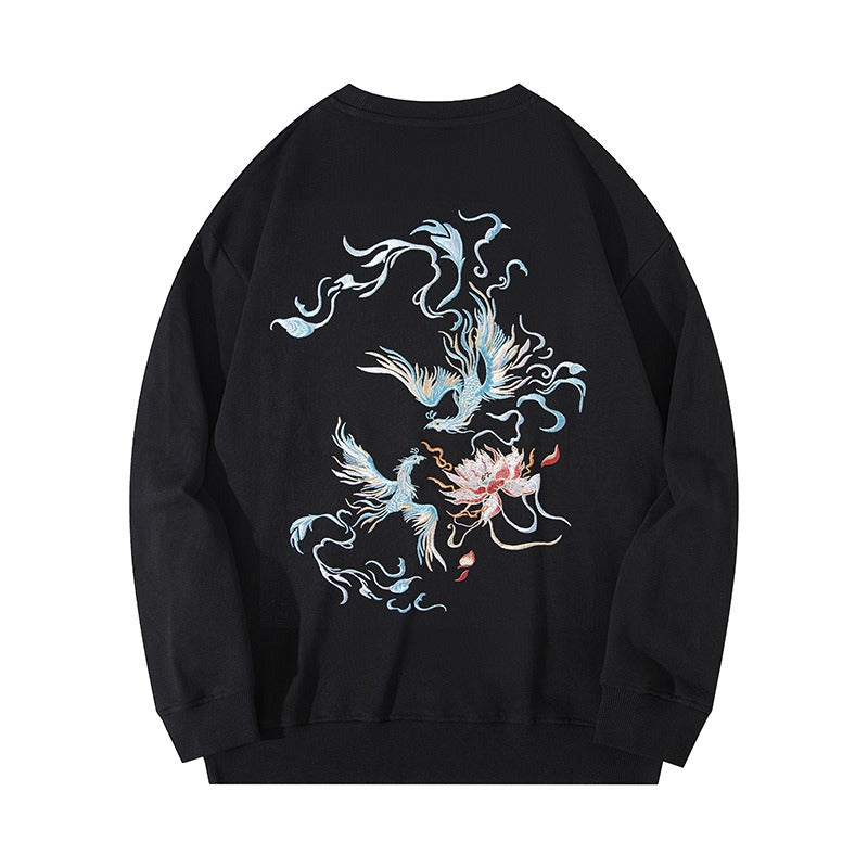 Harajuku Style Phoenix Embroidered Sweatshirt for Men