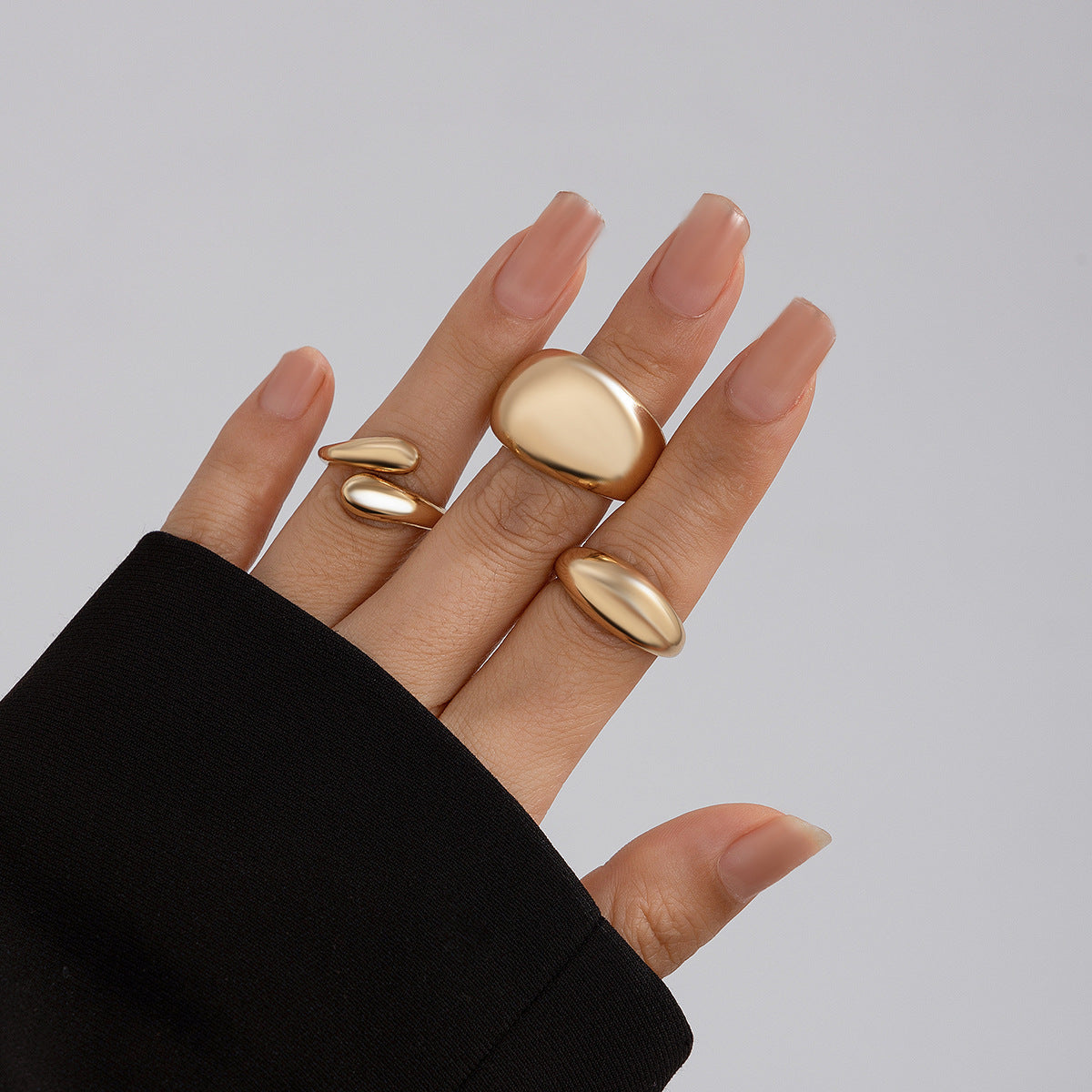 Playful Geometric Open Mouth Ring - Harajuku Style