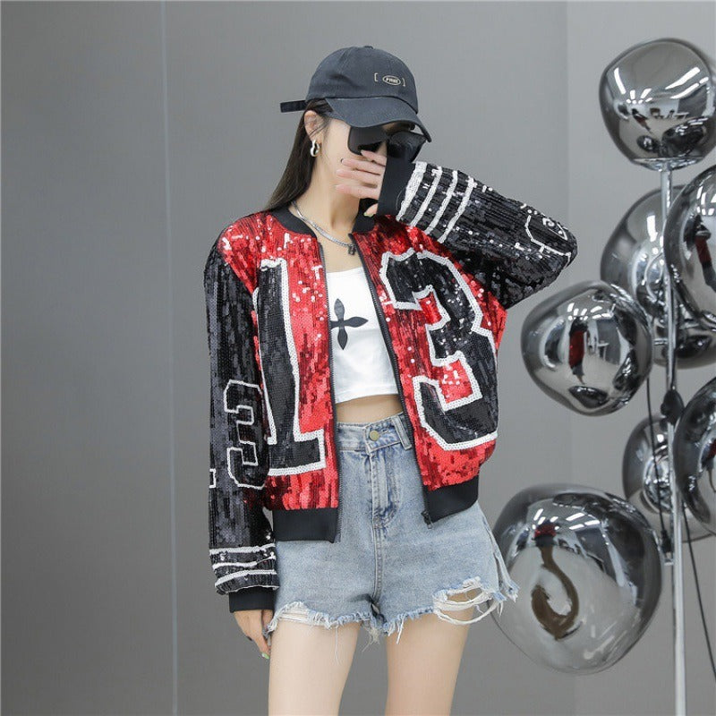 Harajuku Sequin Baseball Jacket