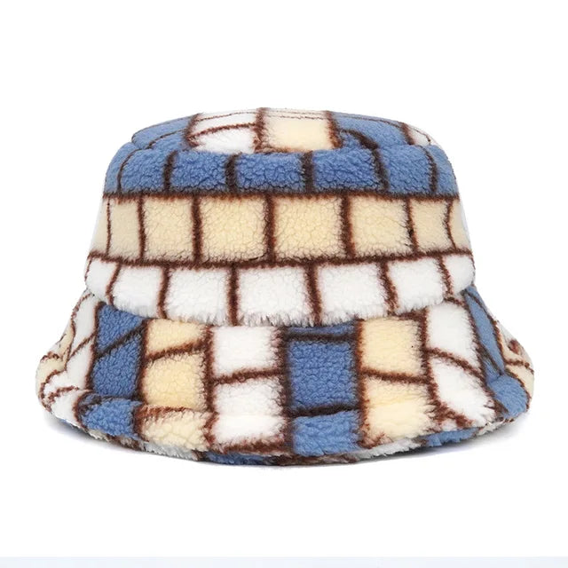 Harajuku Style Zebra Print Faux Fur Panama Bucket Hat