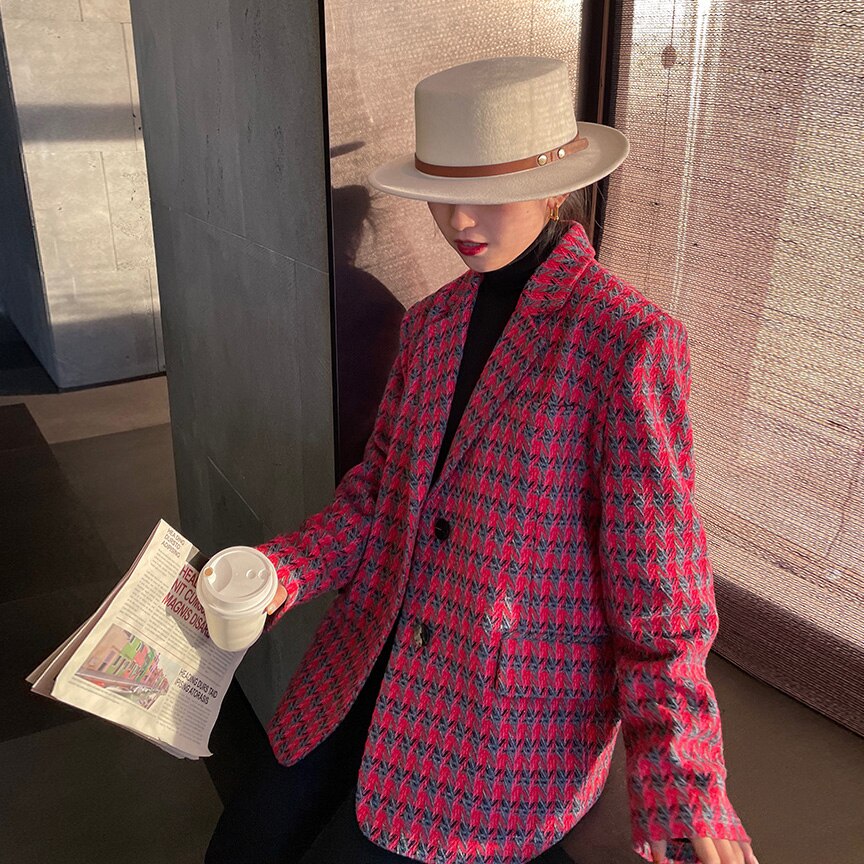 Chic Tweed Blazer for Women - Elegant Winter Outerwear