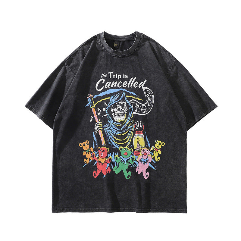 Men's Retro Rock Print T-Shirt - American Punk Style