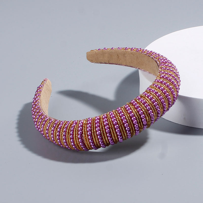 Red Thin Sponge Pearl Headband