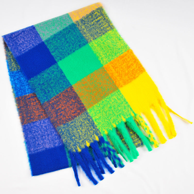 Harajuku Winter Plaid Cashmere Scarf - Warm Fashion Shawl