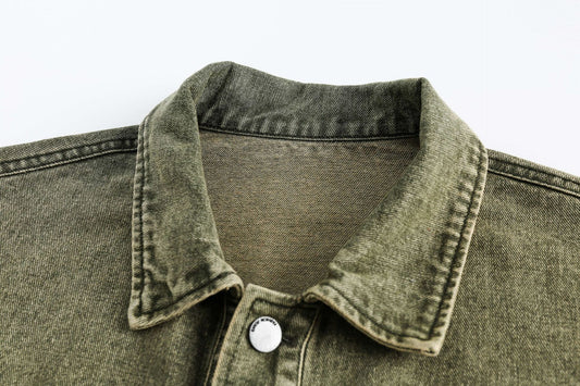 Retro Stitched Embroidered Denim Jacket