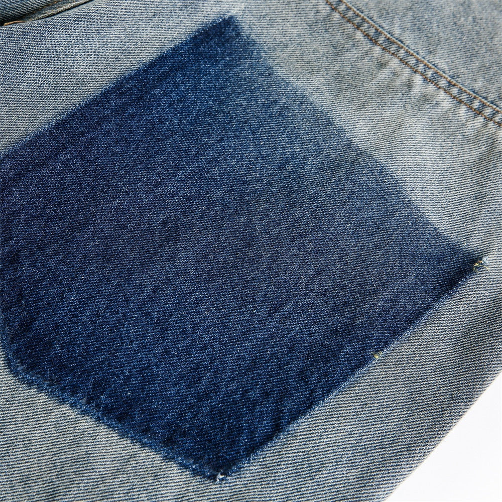 Curved Shape Ripped Denim Pants - Harajuku Style