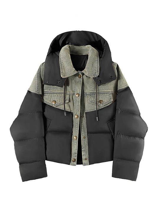 Harajuku Style Women's Patchwork Denim Hooded Jacket