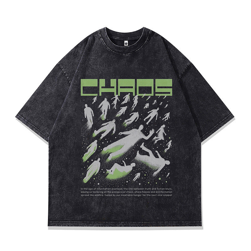 Vintage Harajuku Style Pure Cotton T-Shirt for Men
