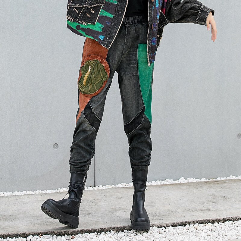 Harajuku Style Tie-Dye Denim Hooded Jacket