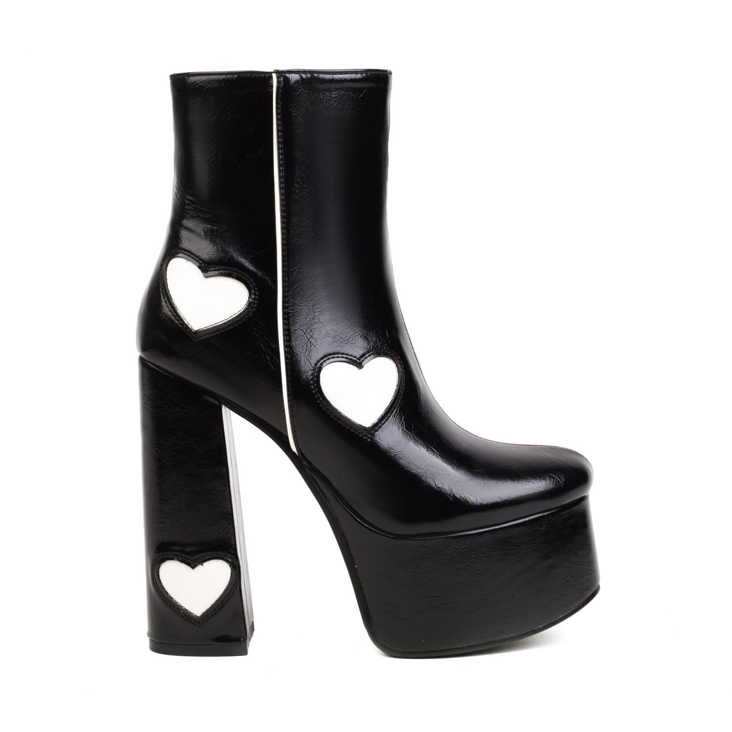 Sweetheart Patch Black and White Platform Boots