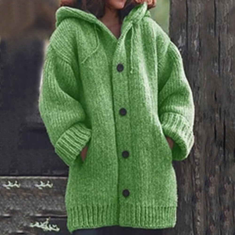 Harajuku Style Women’s Hooded Cardigan - Winter Knitted Sweater