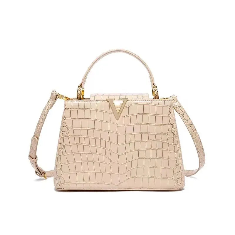 Luxury Crocodile Print Leather Handbag - Harajuku Style