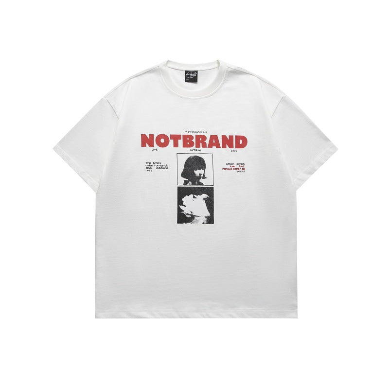 Harajuku Style Portrait Letter Print Loose Fit Tee