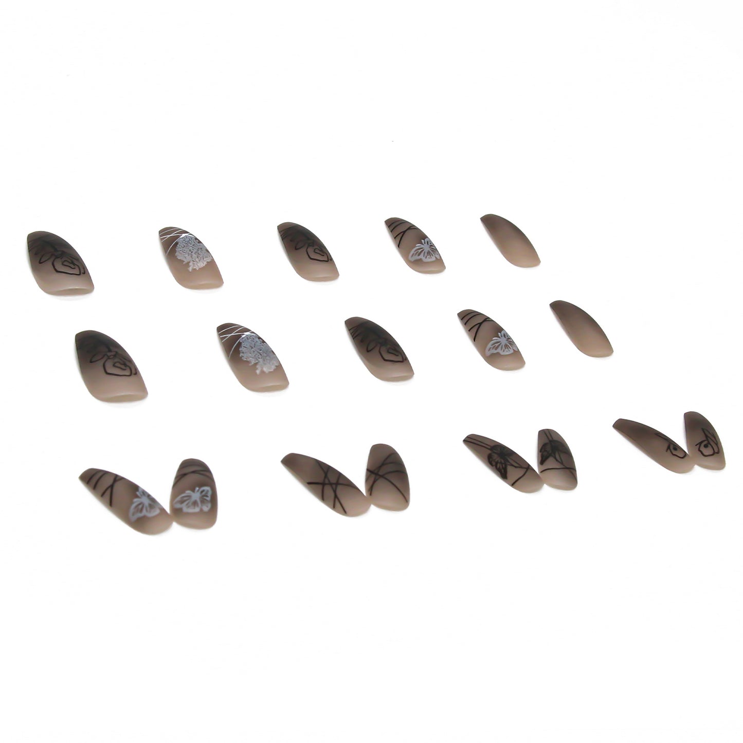 Dark Butterfly Long Ballet Nail Pieces - Personalized Manicure