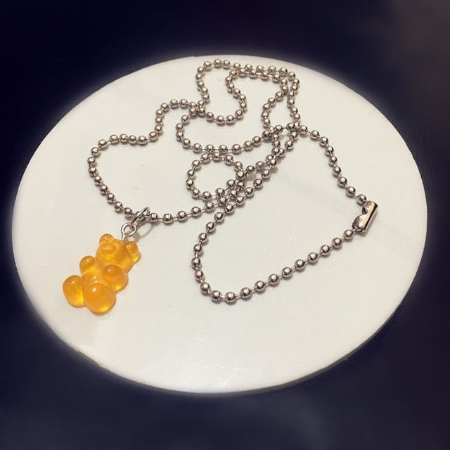 Colorful Gummy Bear Stainless Steel Necklace for Women