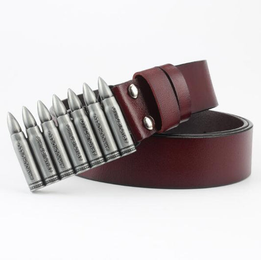 Punk Bullet Buckle Leather Belt - Harajuku Style