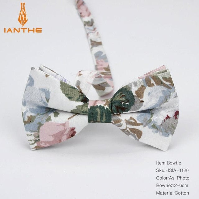 Cotton Vintage Anchor Print Bow Tie