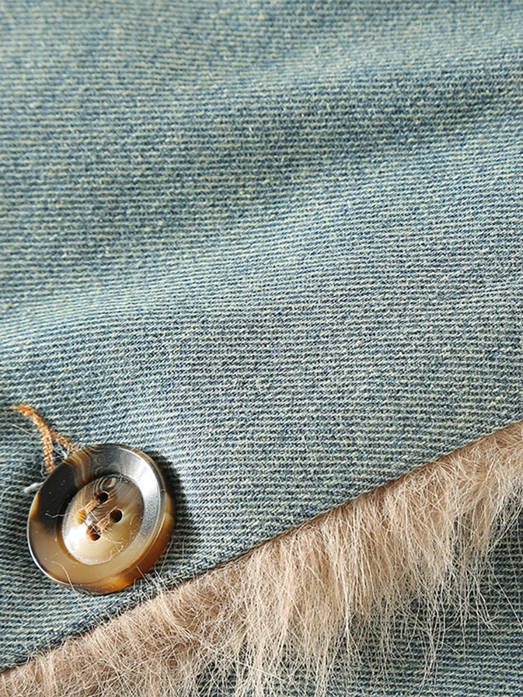 Women's Thicken Denim Coat with Plush Lining