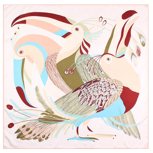 Big Mouth Bird Print Twill Square Scarf