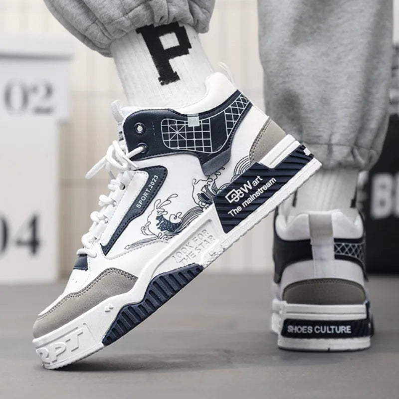 Height Increasing High-Top Whiteboard Shoes