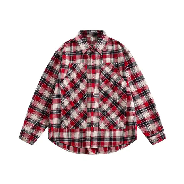 Playful Striped Plaid Long Sleeve Cardigan Blouse