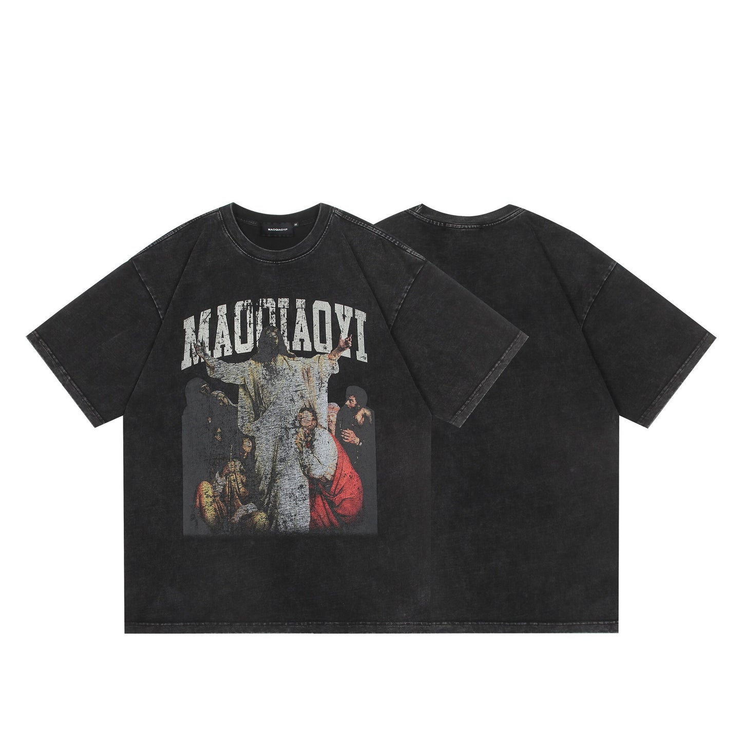 Hip Hop Character Print Loose Fit Tee for Men & Women