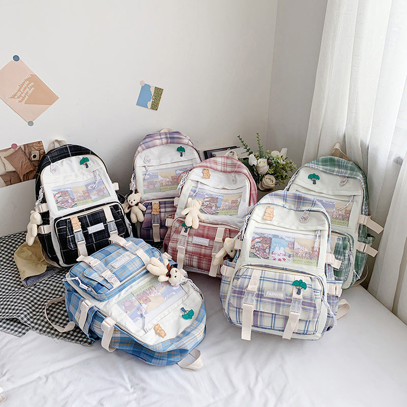 Cute Japanese JK Plaid School Backpack