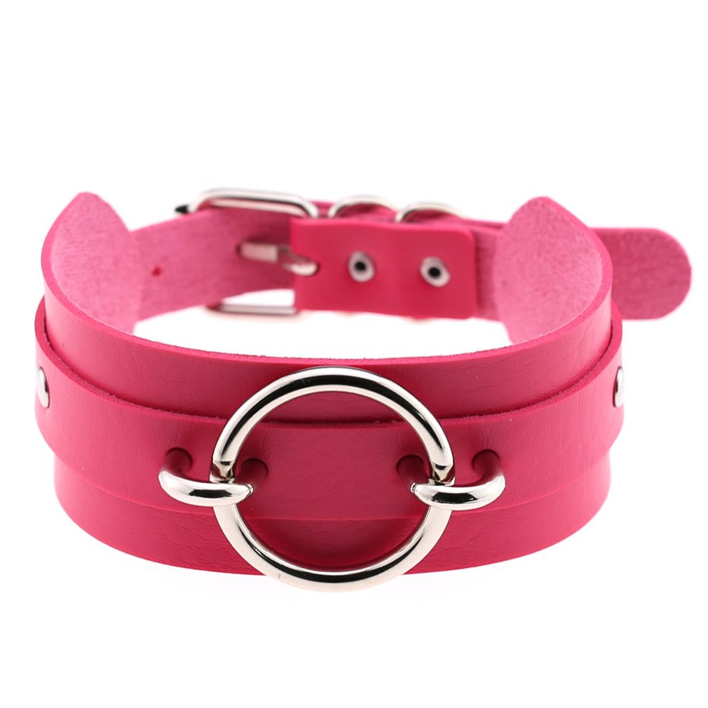 Harajuku Exaggerated PU Leather O-Ring Collar Necklace