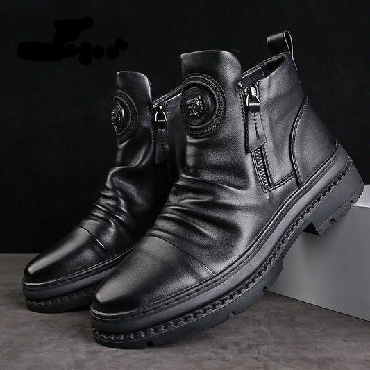 Men's Korean Zipper Martin Boots - Casual Harajuku Style
