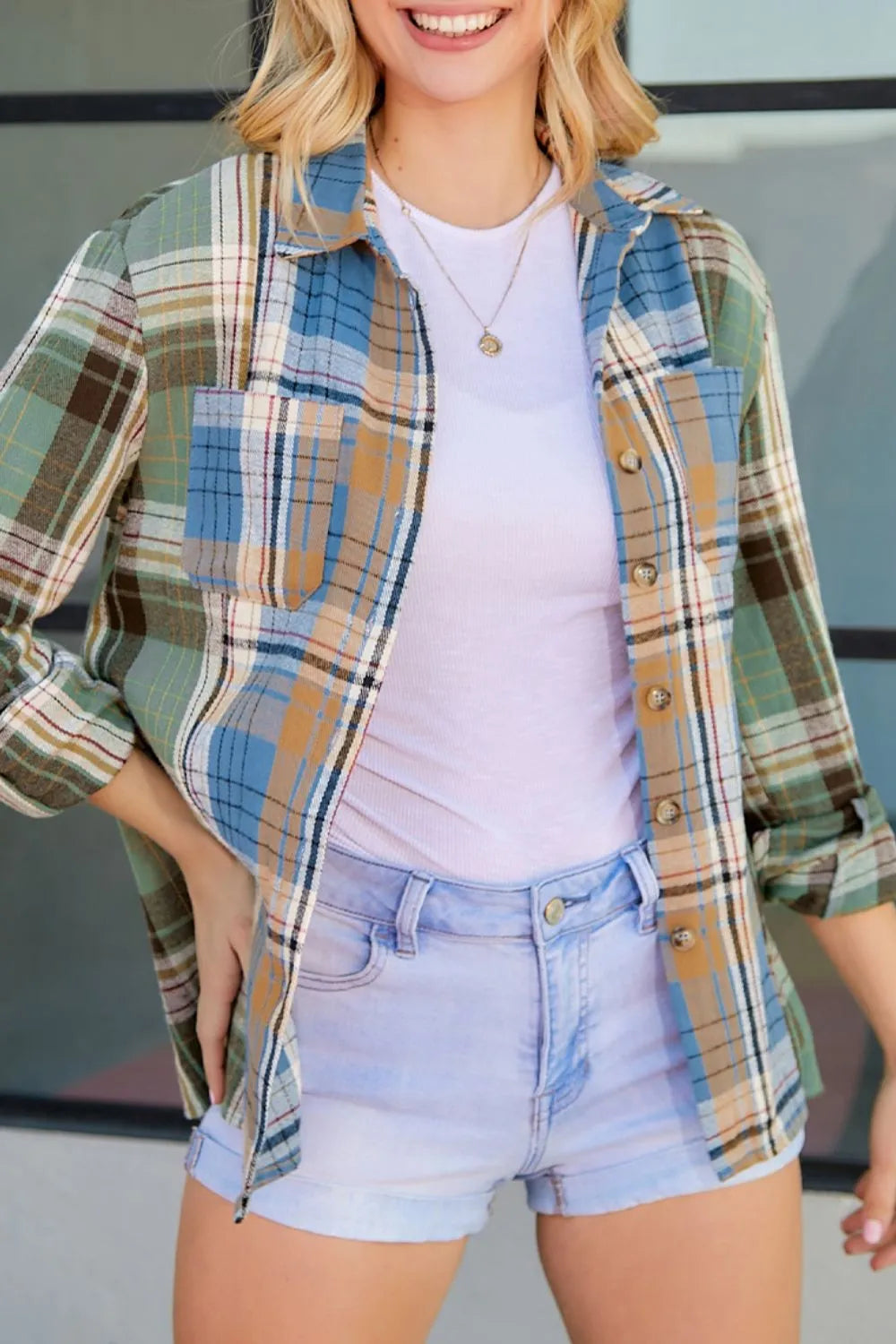 Harajuku Plaid Button Up Long Sleeve Shirt