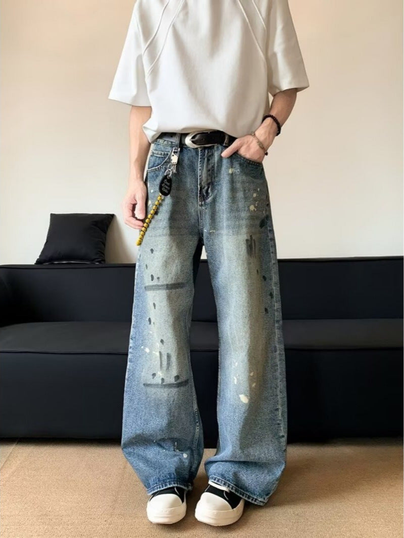 Retro Washed Wide Leg Jeans - Harajuku Style