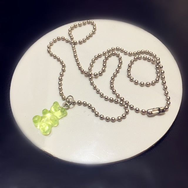 Colorful Gummy Bear Stainless Steel Necklace for Women