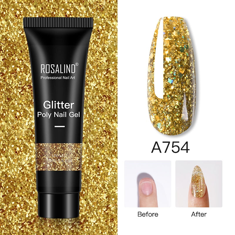 Glitter Poly Nail Gel Extension - 15ml Nail Polish for Manicure