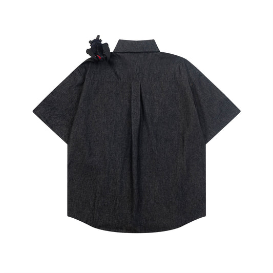 Retro Toothless Denim Shirt - Harajuku Style