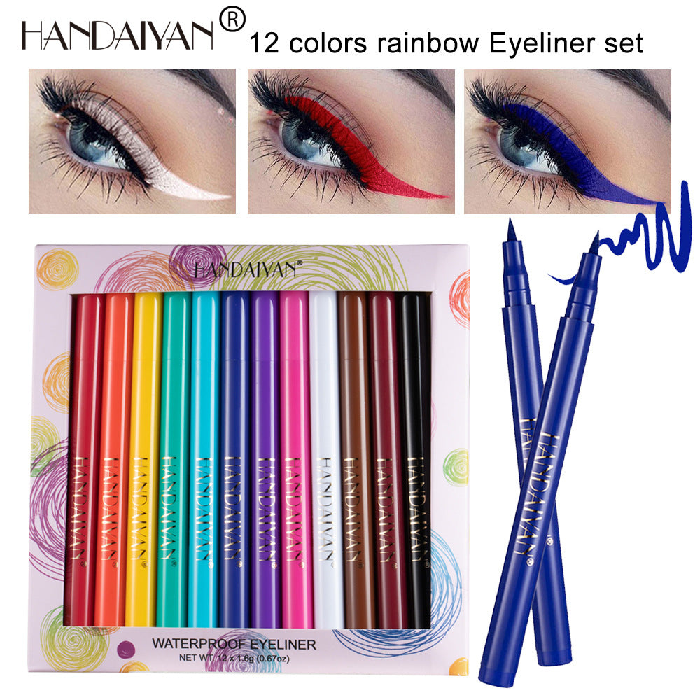 12 Color Matte Eyeliner Set - Quick-Drying & Smudge-Proof