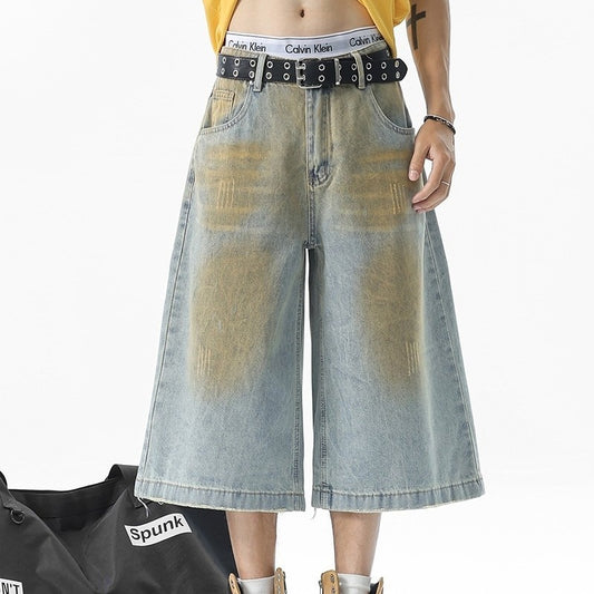 Vintage Seven Quarter Denim Loose Straight Shorts