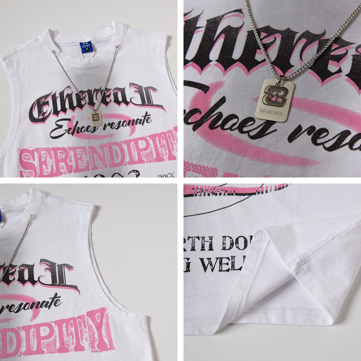 Harajuku Style Graffiti Print Sleeveless T-Shirt for Men