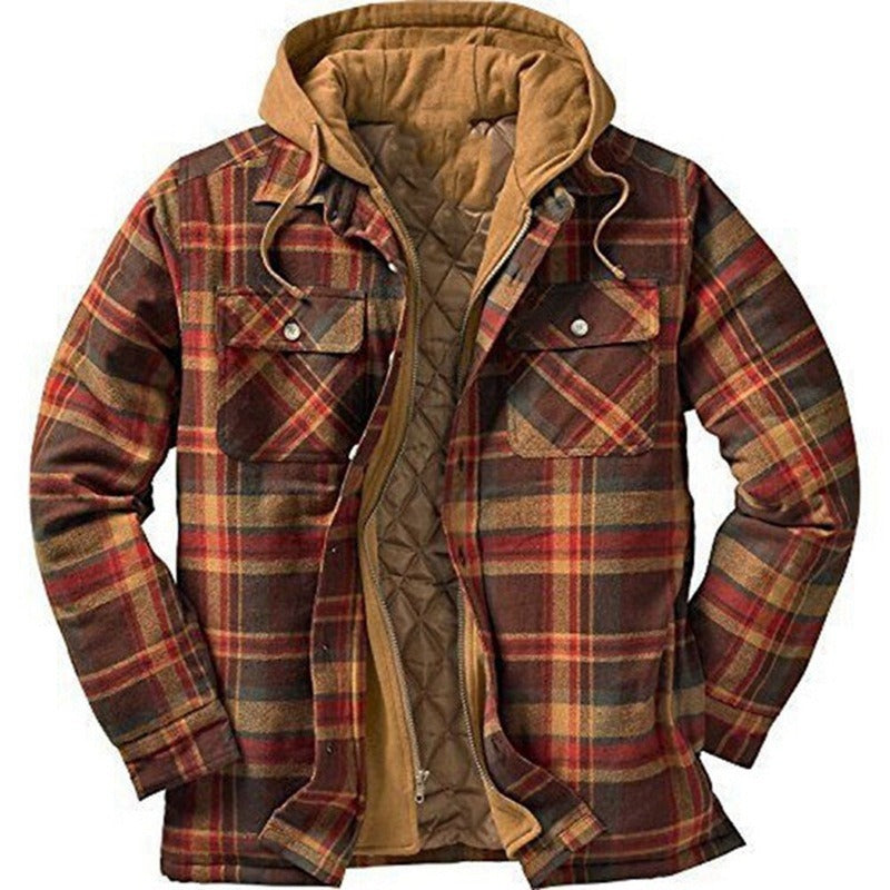 Men's Harajuku Plaid Jacket - Cotton 3D Printed Coat