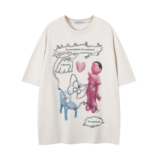 Playful Harajuku-Style Printed Unisex T-Shirt