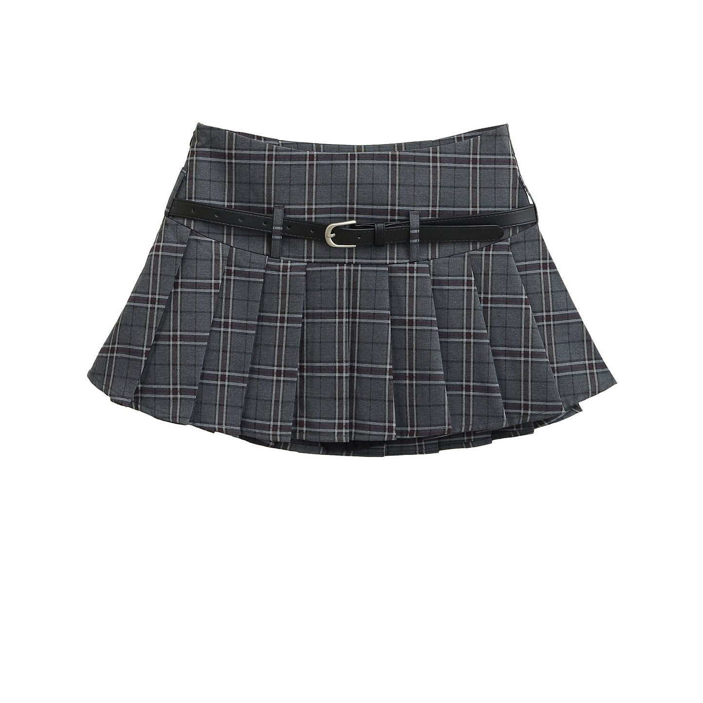 Plaid Pleated A-Line Skirt - Hip Hugging Street Fashion